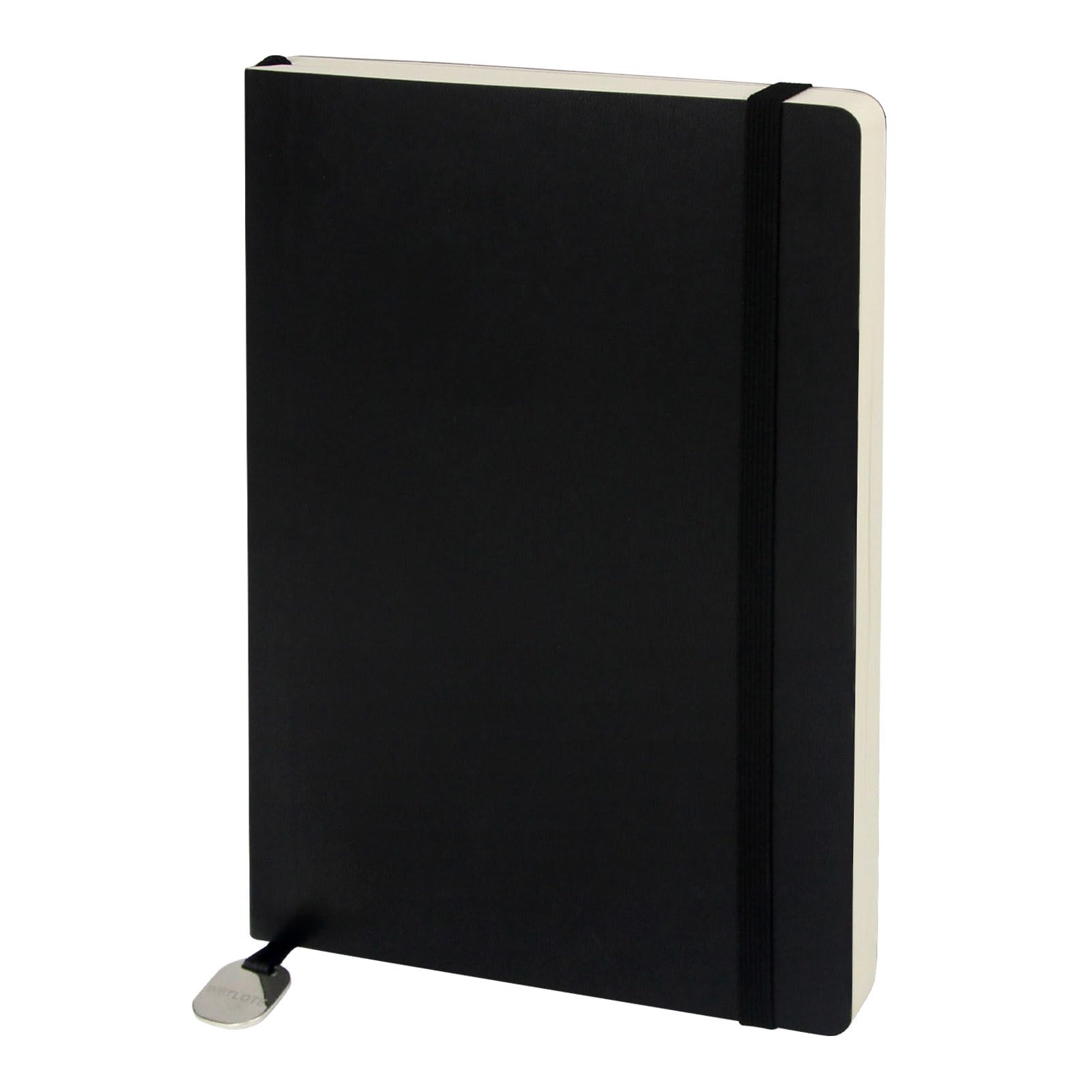 WETLOTE A5 Notebook, Blank, Softcover PU Leather with Sheepskin Feel, 212 Pages 80g Paper, Notebook with Elastic Band & Pocket for Office, School & University – Black