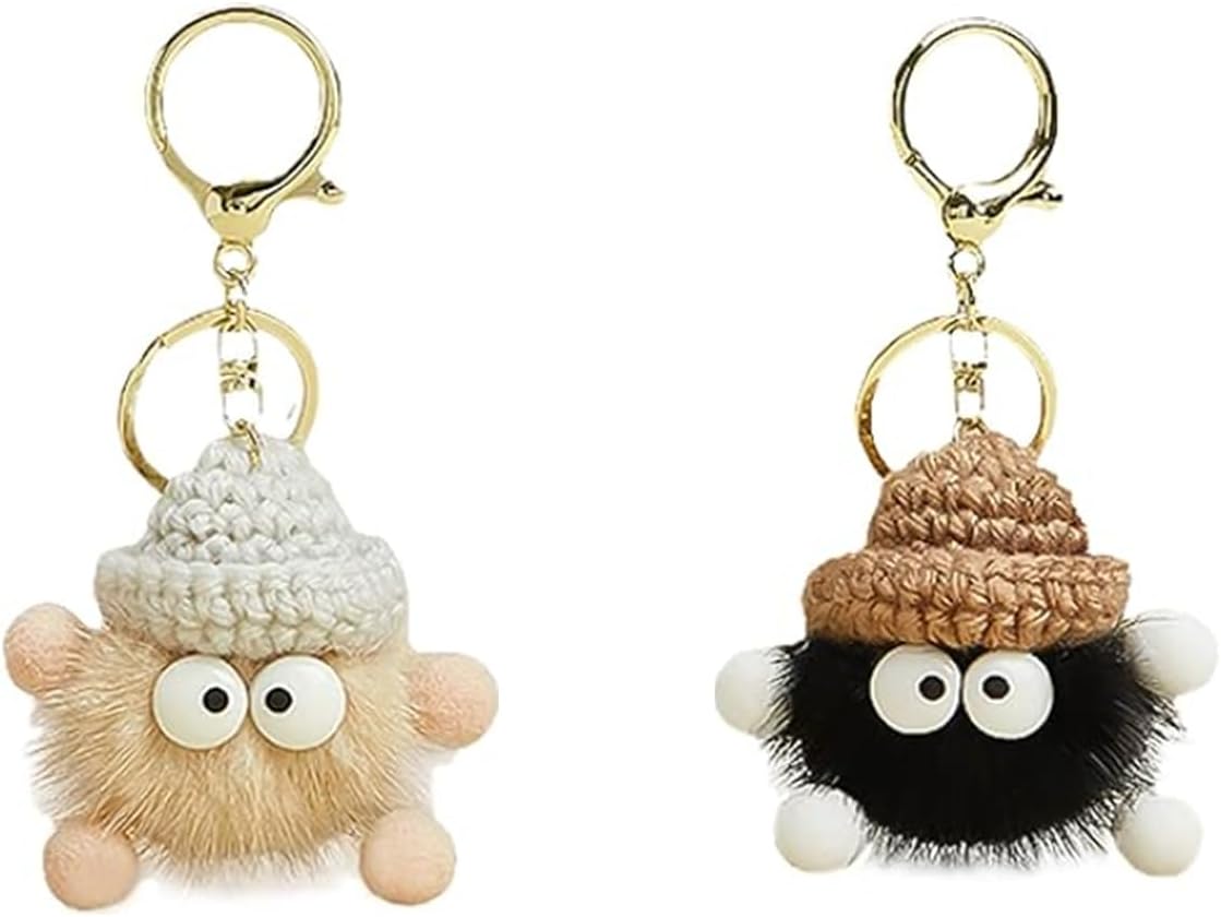 2 PCS key rings women Plush Keychain Key Ring Personalized Keychain Car Keychain Cute Plush Charm Keychain Key Ring School Bag Pendant Cute Keyring for Girls Boys Women Men Mum Girls Gifts,