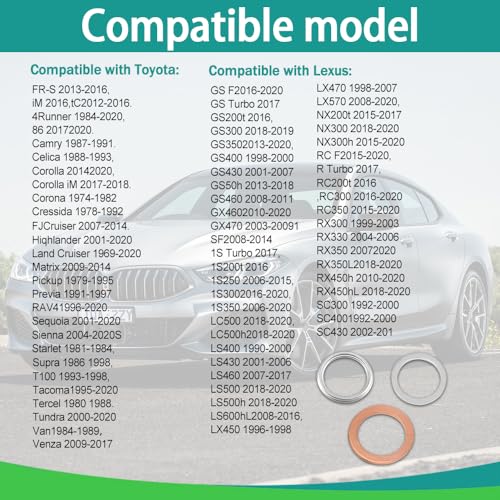 Image of 12PCS Differential Transfer Case Crush Washer Gasket Kit, Drain Plug Gasket, Oil Pan Drain Plug Washers Compatible with Toyota Lexus, Replaces OEM#9043024003, 1215710010, 90430A0003