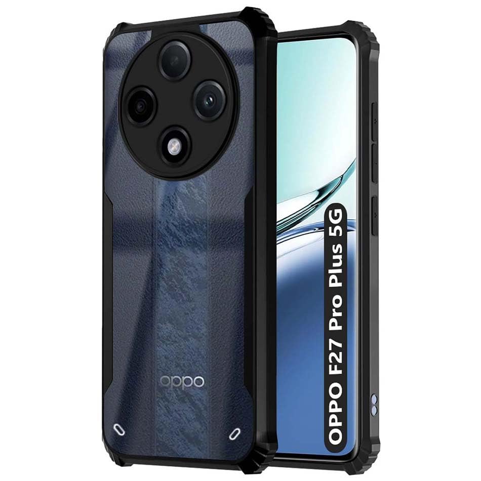 Fashionury Shockproof Crystal Clear Back Cover Case for Oppo F27 Pro Plus 5G | 360 Degree Protection | Protective Design | Transparent Back Cover Oppo F27 Pro Plus 5G (Black Bumper) (B0D77R5LVD) Amazon Price History, Amazon Price Tracker