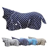 RL24 - Fliegendecke mit Halsteil & Kreuzgurt Design Star – Ekzemerdecke mit verstellbaren Kreuzgurten & Schweiflatz – Decke zum Schutz vor Insekten – Outdoor-Pferdedecke – 135 cm