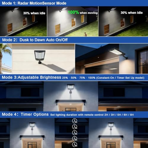 Sinpbw Commercial Street and Area Lighting Fixture, Outdoor Solar LED Security Lamp for Parking Lots, Roads, Pathways 2 Packs - image 6