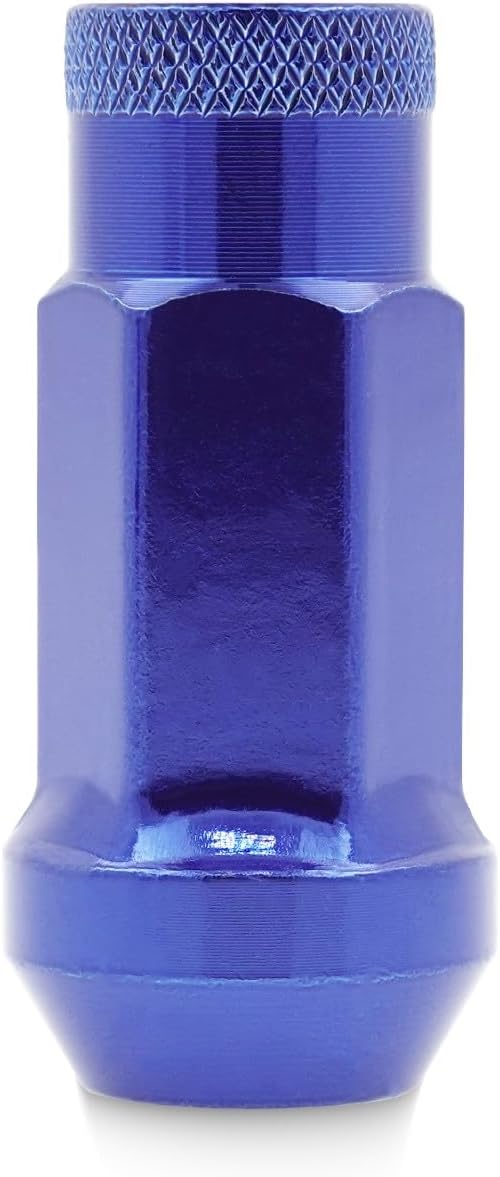 EZAccessory 14x1.5 Extended Tuner Lug Nuts 24 Pcs+Key Blue Racing Open End for Chevy Colorado 2015+ Tahoe Yukon 1995+ Suburban 1992+