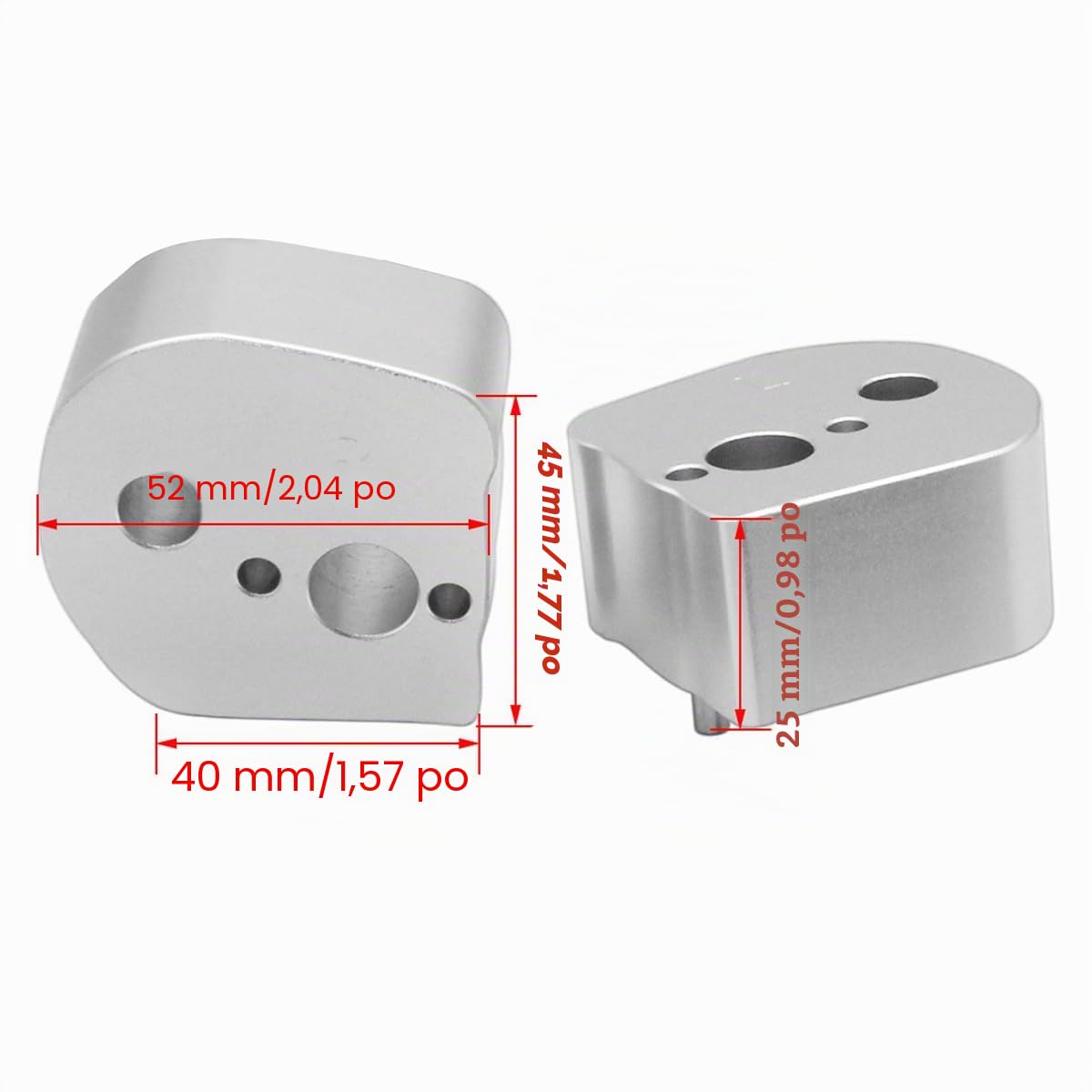 Lot de 2 rehausseurs de guidon de moto FJR1300 FJR 1300 2006-2019, en alliage d'aluminium argenté, réglables, accessoires de moto