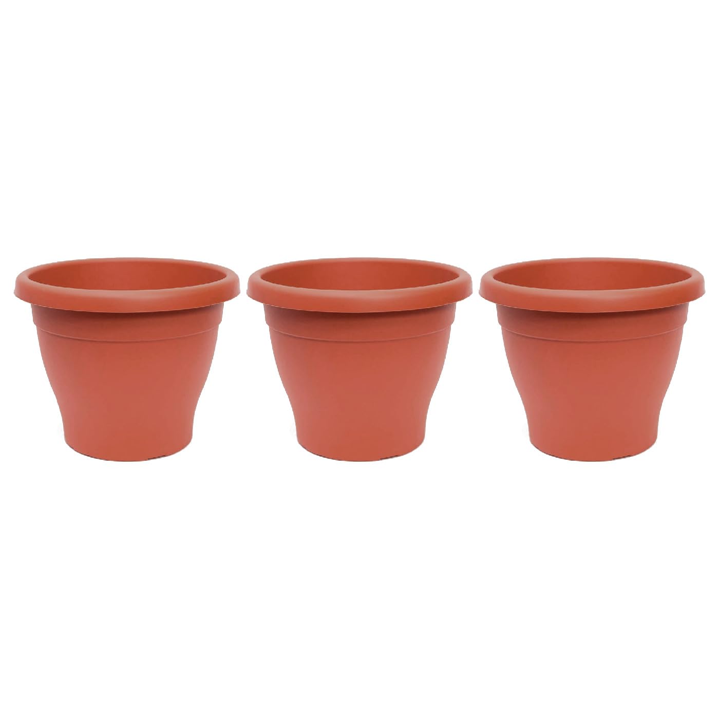 AC - Pack de 3 Macetas Mediterráneas - Plástico Resistente - Ideal para el Hogar, Plantas, Jardín, Decoración. - Cuidado de Plantas - Forma Redonda - 25 cm - Color Marrón