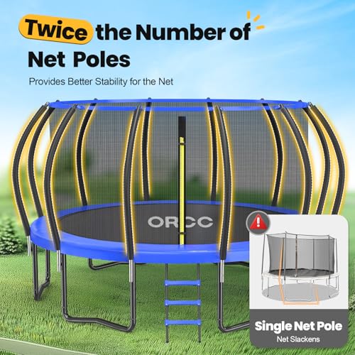 Image of 1200LBS Weight Capacity Kids Trampoline 16 15 14 12 10 8FT Outdoor Yard Trampolines for Kids Adults, Heavy-Duty Galvanized Steel Frame Recreational Trampoline