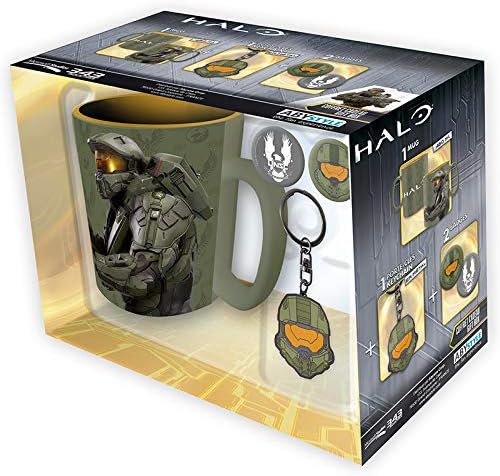 Gift Set from Halo - Master Chief Halo Mug, key ring and badges.