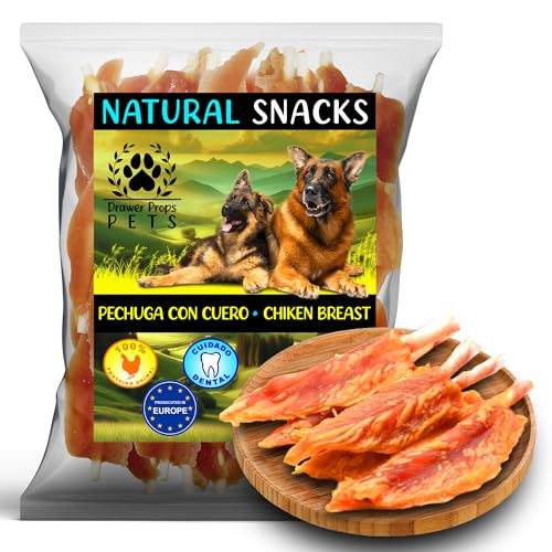 Palito de Cuero de Ternera Envuelto en Filete de Pollo 500 g – Snack para Perros Medianos y Grandes – Palitos de Ternera para Perros con Pollo – Alta Palatabilidad – Premio para Perros