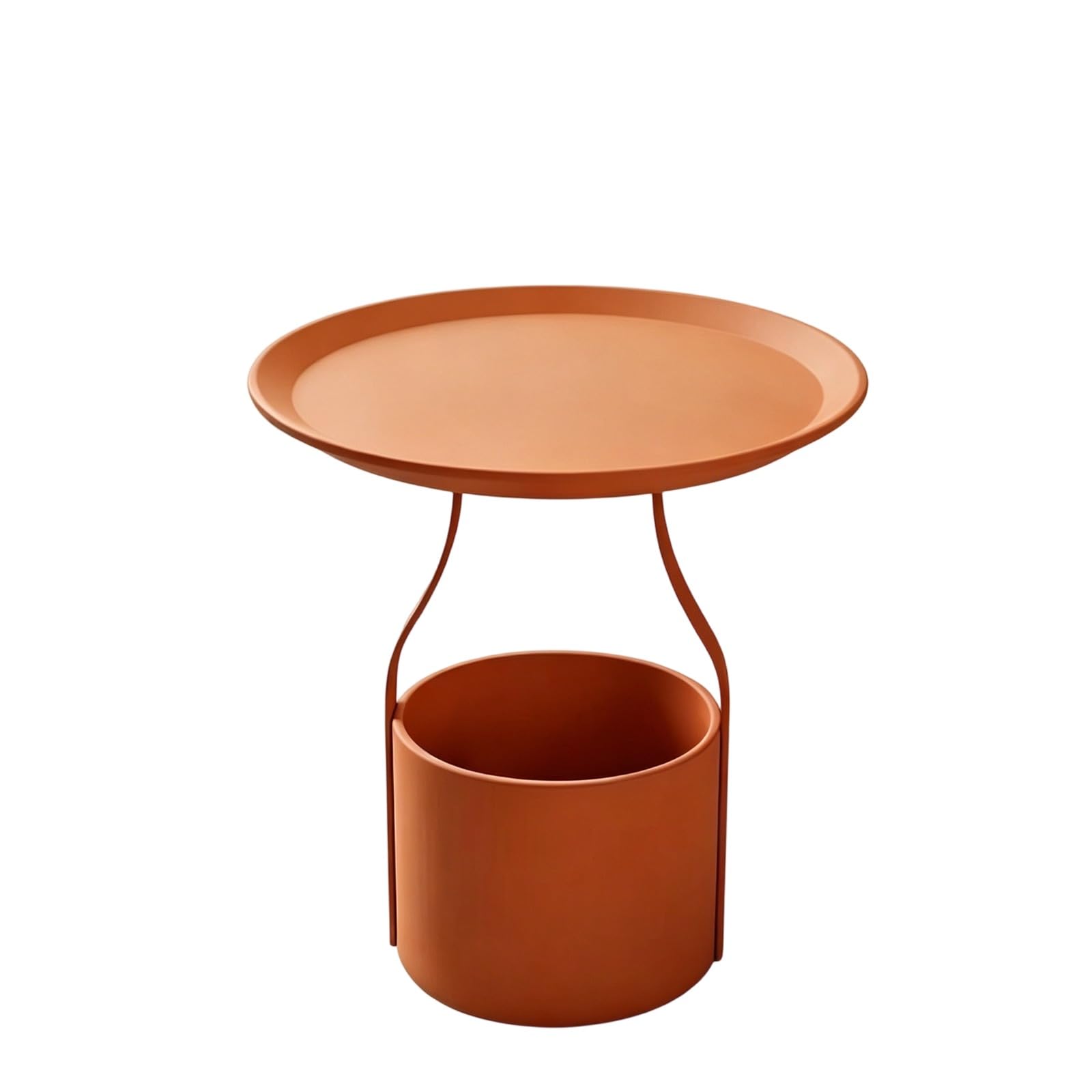 GWZHQIF Round Storage Side Table, Curved Iron Frame Nightstand, Multi-functional Small Accent End Table, Space Saving Side Desk for Holding Cups Books Magazines(Color:orange)