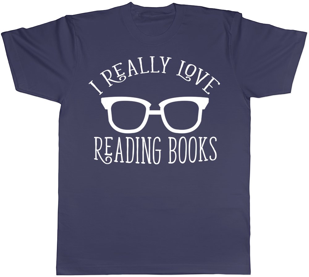 Shopagift I Really Love Reading Books Mens Short Sleeve T-Shirt Navy Blue