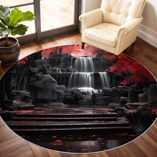Tapis antidérapant et lavable poils courts cascade rouge - 2