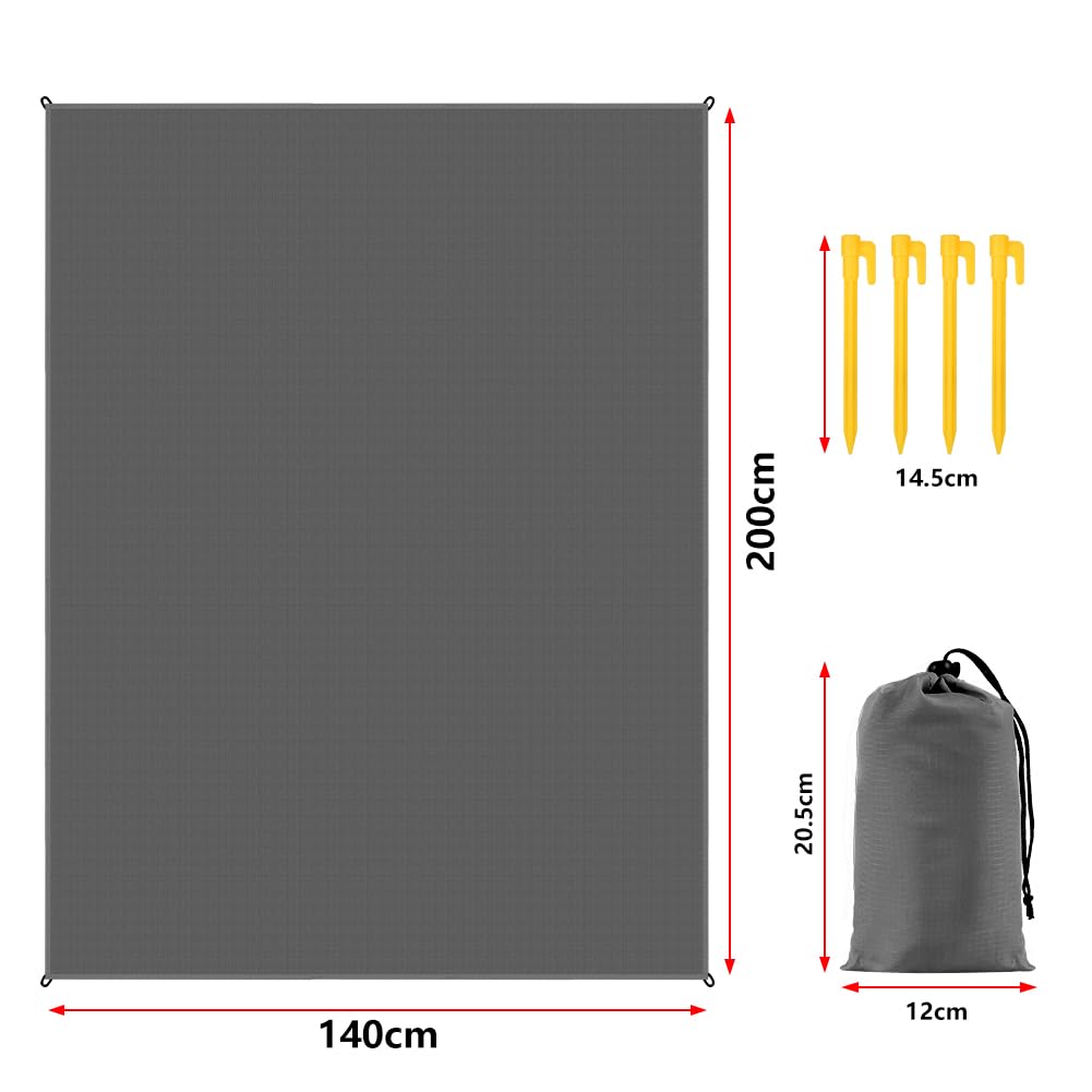 Couverture Pique-Nique Tapis De Plage 200x140 Cm Imperméable Avec 4 Clous - Gris Moyen