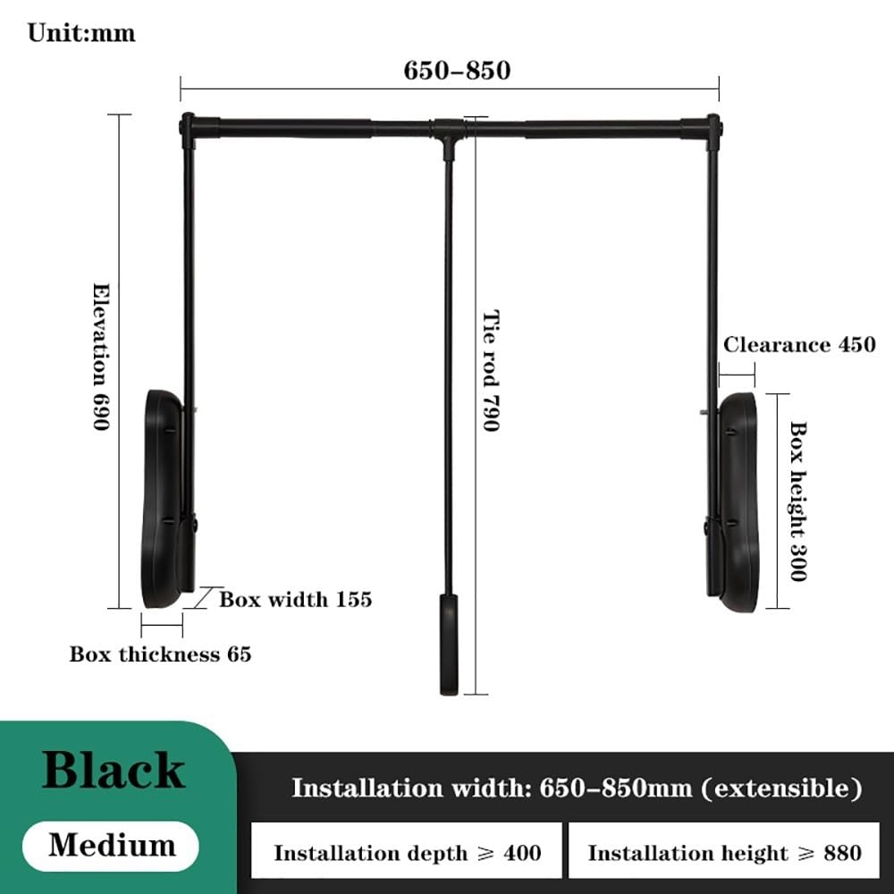 Pull Down Closet Rod Wardrobe Lift Wide Adjustable, Organizer Storage System Cabinet Inside Width 21
