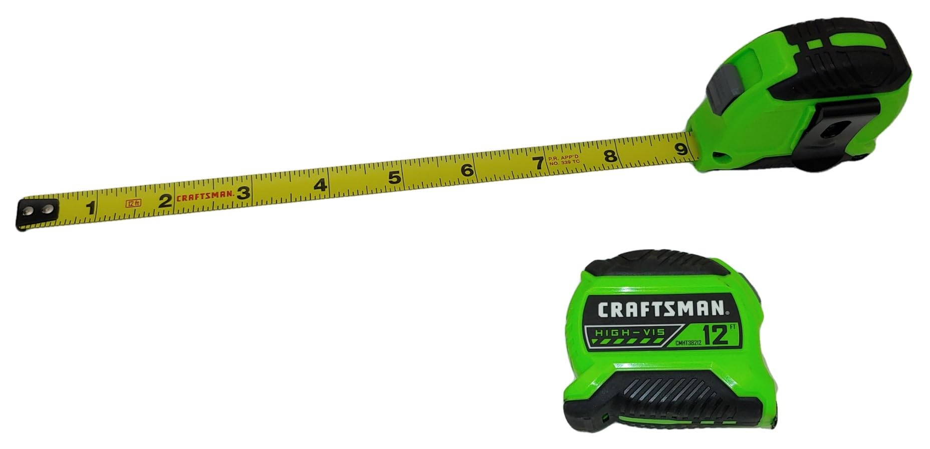 Craftsman 12' High Visibility Tape Measurer Measure Compact with Belt Clip, Lock