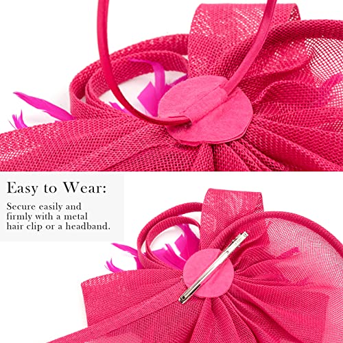 Image of DRESHOW Women Fascinator Hats Tea Party Hat Vintage Pillbox Hat Headband for Cocktail