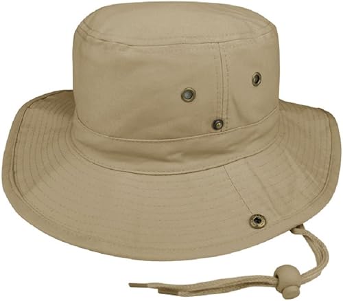 MG Mens Brushed Cotton Twill Aussie Side Snap Chin Cord Hat MG Mens Brushed Cotton Twill Aussie Side Snap Chin Cord Hat