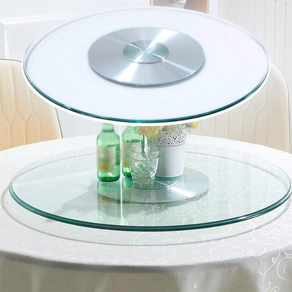 Lazy Susan en verre trempé robuste avec roulement silencieux pour table de buffet d'hôtel