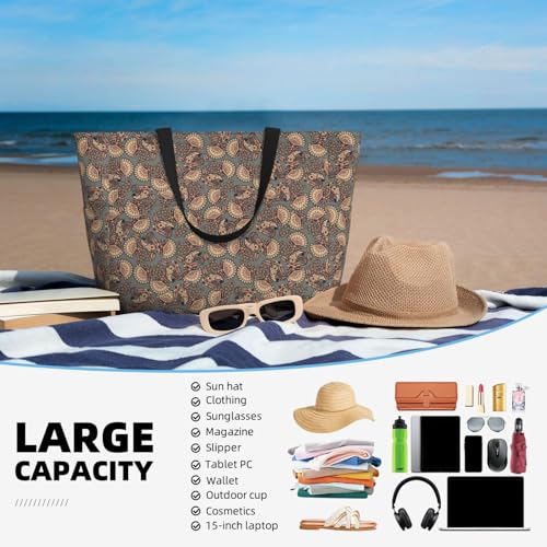 Large Beach Tote Bag for Women Extra Large Capacity Waterproof Sandproof Pool Bag Suitable for Swimming Pool Gym Travel Groceries Asian Style Floral 5