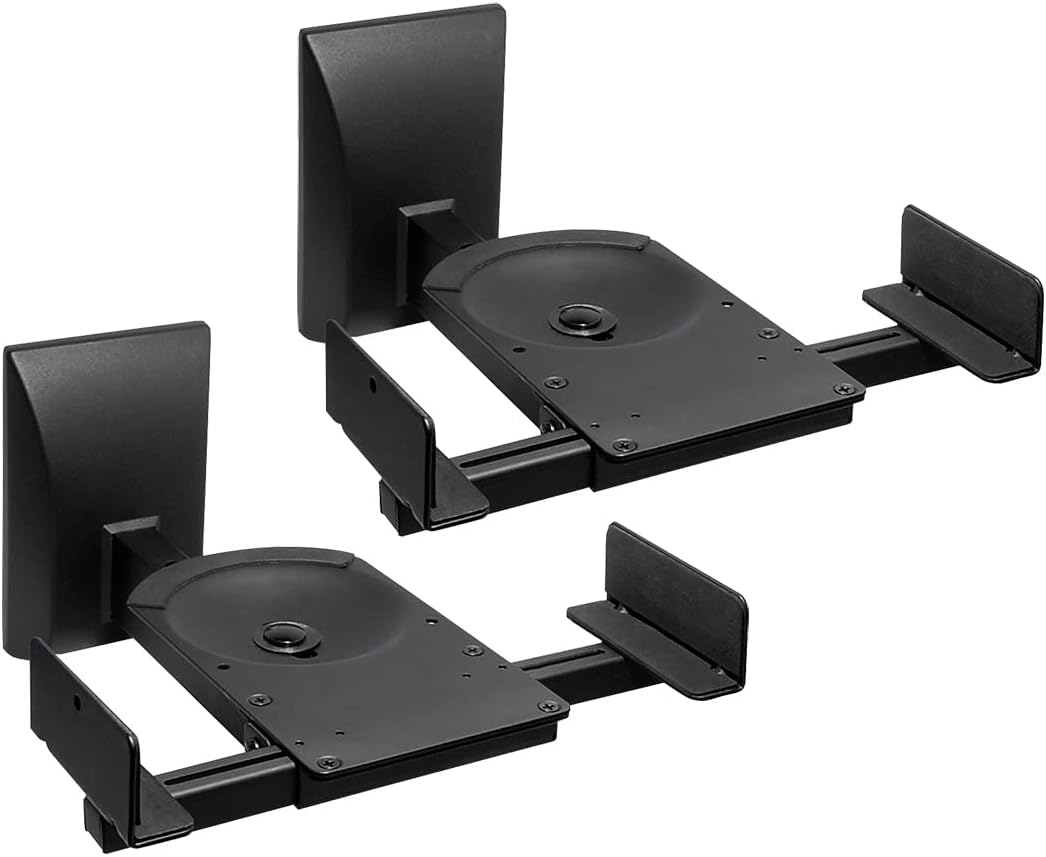 mywall HB5L HB 5L Speaker Wall Bracket Adjustable Tilt+Swivel without Tools 25kg Black 1 Pair
