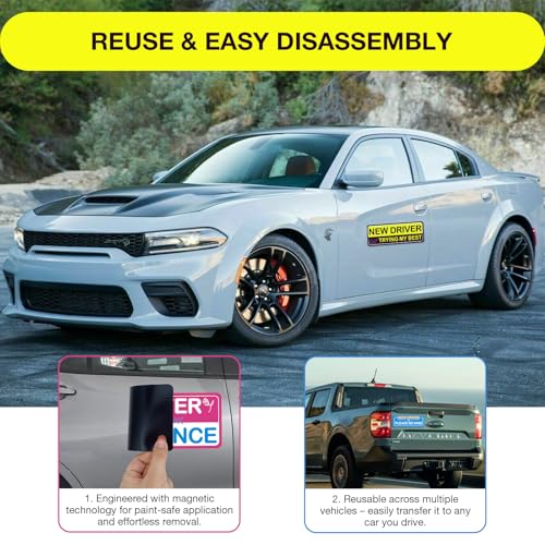 Image of 3PCS Student Driver Magnet for Car - Removable Student Driver Magnet, Novice Driver Safety Signs, Reusable Reflective Bumper Sticker for New Drivers, Teen & Learner Permit Accessories