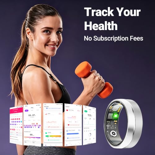 Smart Ring for Women Men, Health Tracker Ring, 5ATM Waterproof Silver,9 - image 2