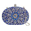 Oshhni Damen Handtasche mit Kette Abendtasche Sparkly Strass Metall Oval Handtasche Elegante Umhängetasche für Party Events Damen Braut Frau, Blau #3
