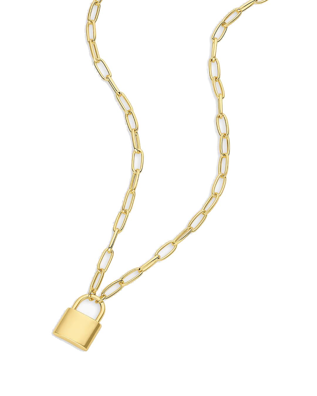 gorjanaWomen’s Kara Padlock Charm Necklace, Paperclip Link Chain, 18K Gold Plated