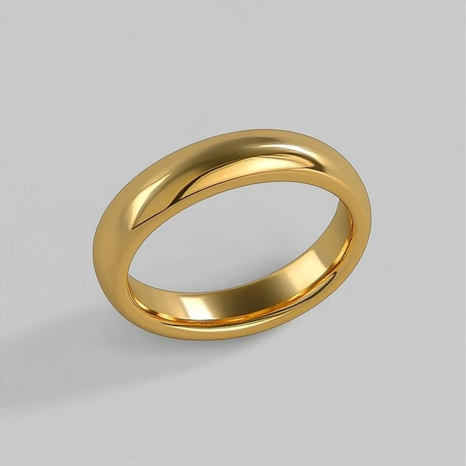 Anello da donna alla moda, anello da fidanzamento lucido, in oro giallo 18 carati, misura 16 (17,8)