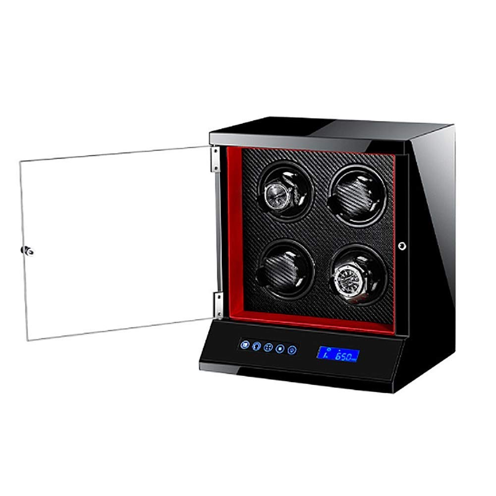 caricaorologi Automatico 4 Orologi con Blocco Display Digitale LCD Motore 5 modalità di Rotazione Ciotola in Legno, lacca per Pianoforte