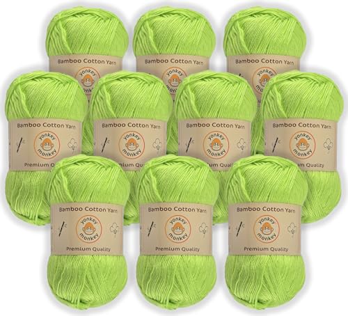 Image of 10-Pack of Yonkey Monkey 500 Grams Yarn - 70% Rayon derived from Bamboo, 30% Cotton - Imported (Subtle Green)
