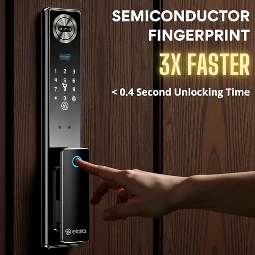 Image of Elara Apex Edge Smart Door Lock, Fingerprint, Card, App, OTP, Keys, PIN Unlock, Palm Unlock, Face Recorganisation, Alarm Alert, Bluetooth & WiFi. (Apex Edge)