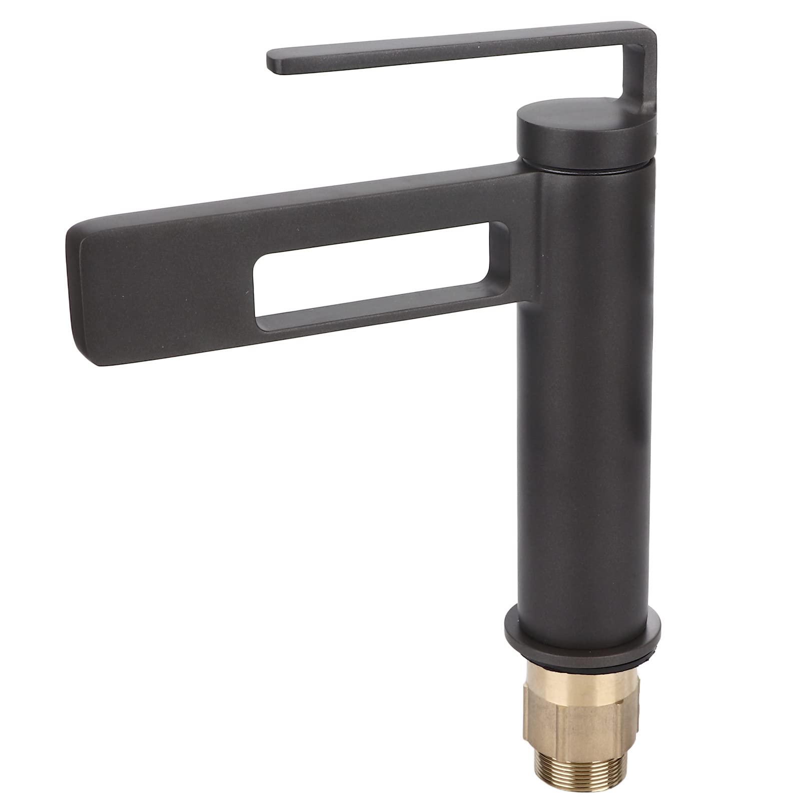 Basin Faucet, Refined Copper Plated Waterfall Basin Faucet Aesthetic Design for Bathroom Gun Gray