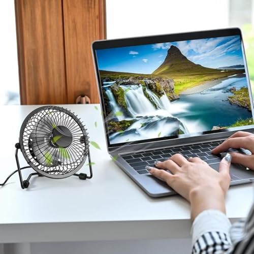 Mini Ventilador De Mesa USB Portátil E Silencioso Compacto Em Metal Rotação 360° Ideal Para Escritór