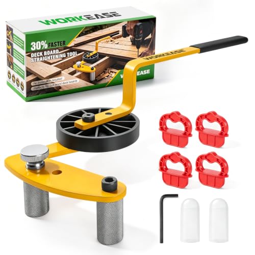 WORKEASE Deck Board Straightening Tool Lever-Action Plate & Beam Straightener for Wooden and Metal Joists with Silicone Protective Sleeve to Reduce Wear (Fits Single & Double Layer Beams)