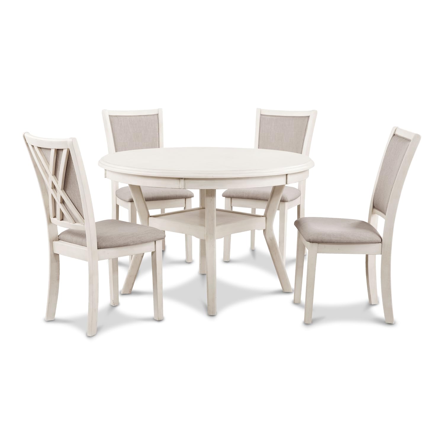 New Classic Furniture Amy 5-Piece Dining Table Set, Beige and Brown
