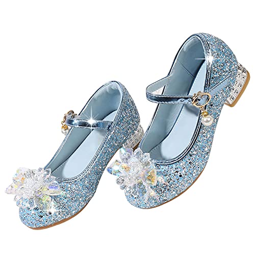 WENJIAZHIZHI Girls Mary Jane Princess Dress Shoes Low Heels Crystal Flowers Wedding Party School Pumps Shoes (Little Toddler/Big Kids)2