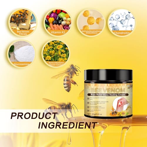 Bienengiftsalbe, 60g Bienengift Creme, Professionelle Bienengiftcreme, Bienengift Hautbehandlung Creme, Bee Venom Cream für Nacken, Taille, Rücken, Hände, Füße und Beine – Bild 4