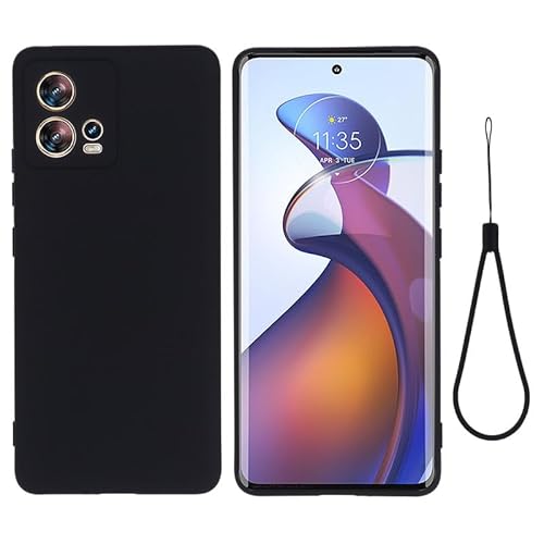 Nikaque Schutzhülle für Motorola Moto Edge 30 Fusion, Flüssigsilikon, schmale Passform, stoßfest, weiche Gel-Gummi-Hülle, kompatibel mit Motorola Moto Edge 30 Fusion, Schwarz