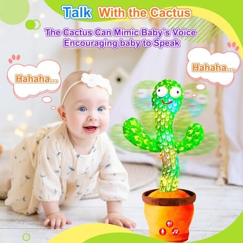 Vitosup Rechargeable Dancing Talking Cactus Toy for Baby Toddler, Volume Control, Singing, Mimicking, Repeating, Toddler Baby Toys, Birthday Gifts for Boys Girls - 3