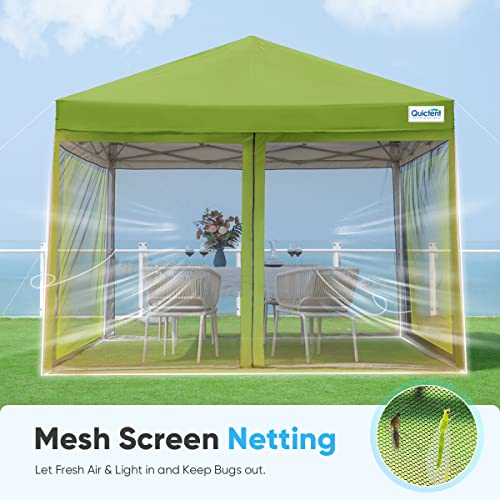 Quictent 8'X8' Pop Up Canopy Tent With Netting, Outdoor Instant Portable Gazebo Ez Up Screen House Room Tent -Fully Sealed, Waterproof & Roller Bag Included (Green) #TOP1