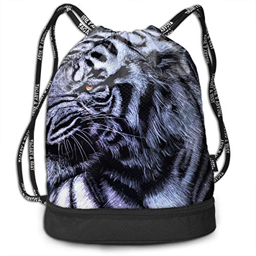 PmseK Mochila con Cordón Bolsas de Gimnasia  Grey Tiger Drawstring Bags Sack Pack Cinch