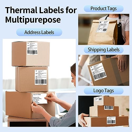 Image of Phomemo Genuine 4X6 Thermal Shipping Label 100 Labels per Stack - 4x6 FanFold Thermal Labels Compatible with Phomemo Shipping Label Printer, Strong Adhesive Shipping Labels, Commercial Grade