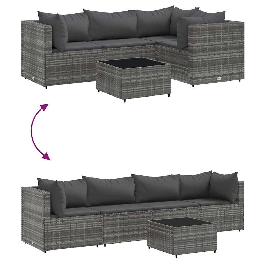 Generico Set Divani da Giardino 5 pz con Cuscini in Polyrattan Grigio,Mobili da Giardino,Set da giardino-3308010