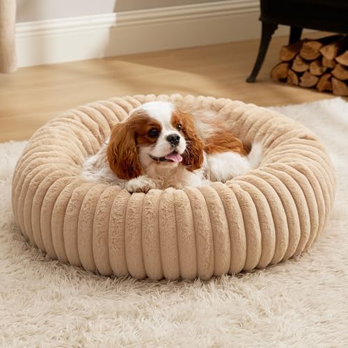 Bedsure ComfyFleece™ Calming Donut Bed (Medium, Sandy Beige)