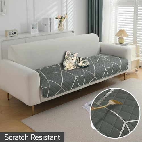 Image of HOKIPO Polyester Printed Waterproof + Anti-Slip + Quick Dry Sofa Seat Mats, Abstract Geometric Shadow Grey - Length 60cm (AR-5229-P2)