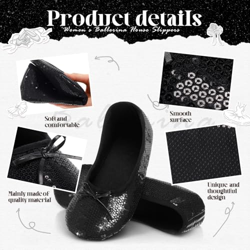 12 Pairs Sequin Foldable Wedding Flats Bulk Bridesmaid Glitter Ballet Slippers with Pouch Bridal Shower Party Dancing Shoes for Women Guests Bridesmaids3