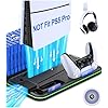 PS5/PS5 Slim Stand and Cooling Station with Controller Charging Station for Playsation 5, PS5 Accessories Kit Incl. 3 Levels Cooling Fan, LED, 15 Game Slot, Headset Holder for PS5 Digital/Disc Console
