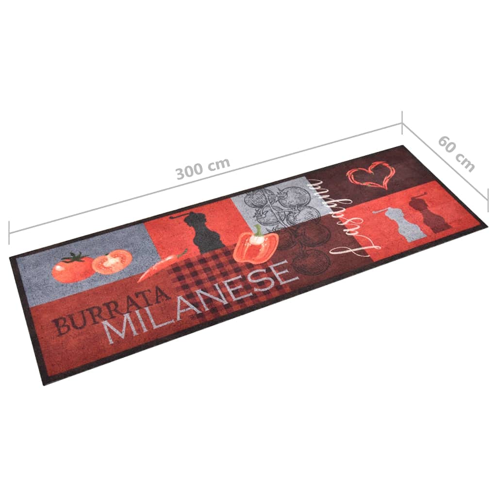 vidaXL Tapis de Cuisine Lavable Paillasson de Bureau Moquette de Sol Tapis de Couloir Tapis de Couloir Moquette de Cuisine Tomates 60x300 cm