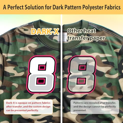 Image of TransOurDream Heat Transfer Paper for Dark Polyester Fabrics (Dark X, 8.5 inchx11 inch, 50 Sheets) Printable Iron on Heat Transfer Vinyl for Inkjet Printer