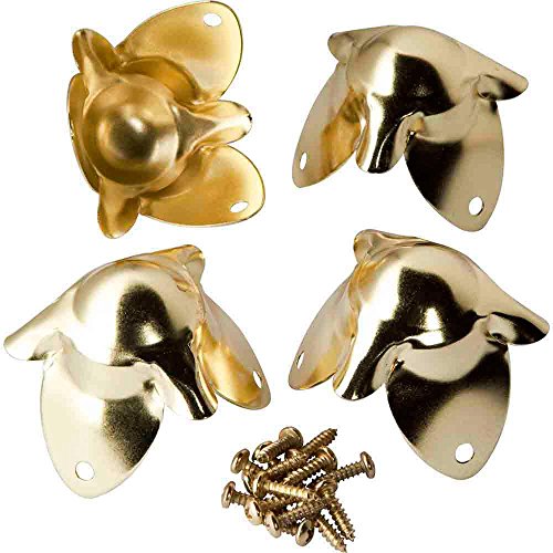 Rockler Brass Plated Storage Trunks Corners - Decorative Brass Corner Protector Hardware for Steamer Trunks & Jewelry Boxes - Ornate Top Corner Coverage with Full Wrap Around Fit, Set of 4